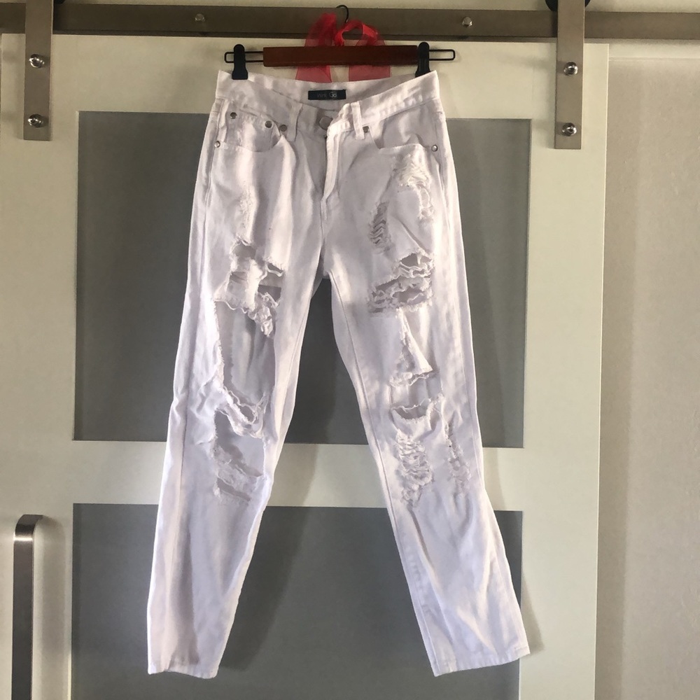 White ripped jeans